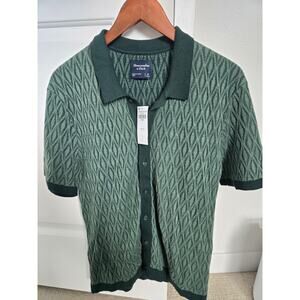 Abercrombie & Fitch Textured Sweater Polo Button Up Green XS Men